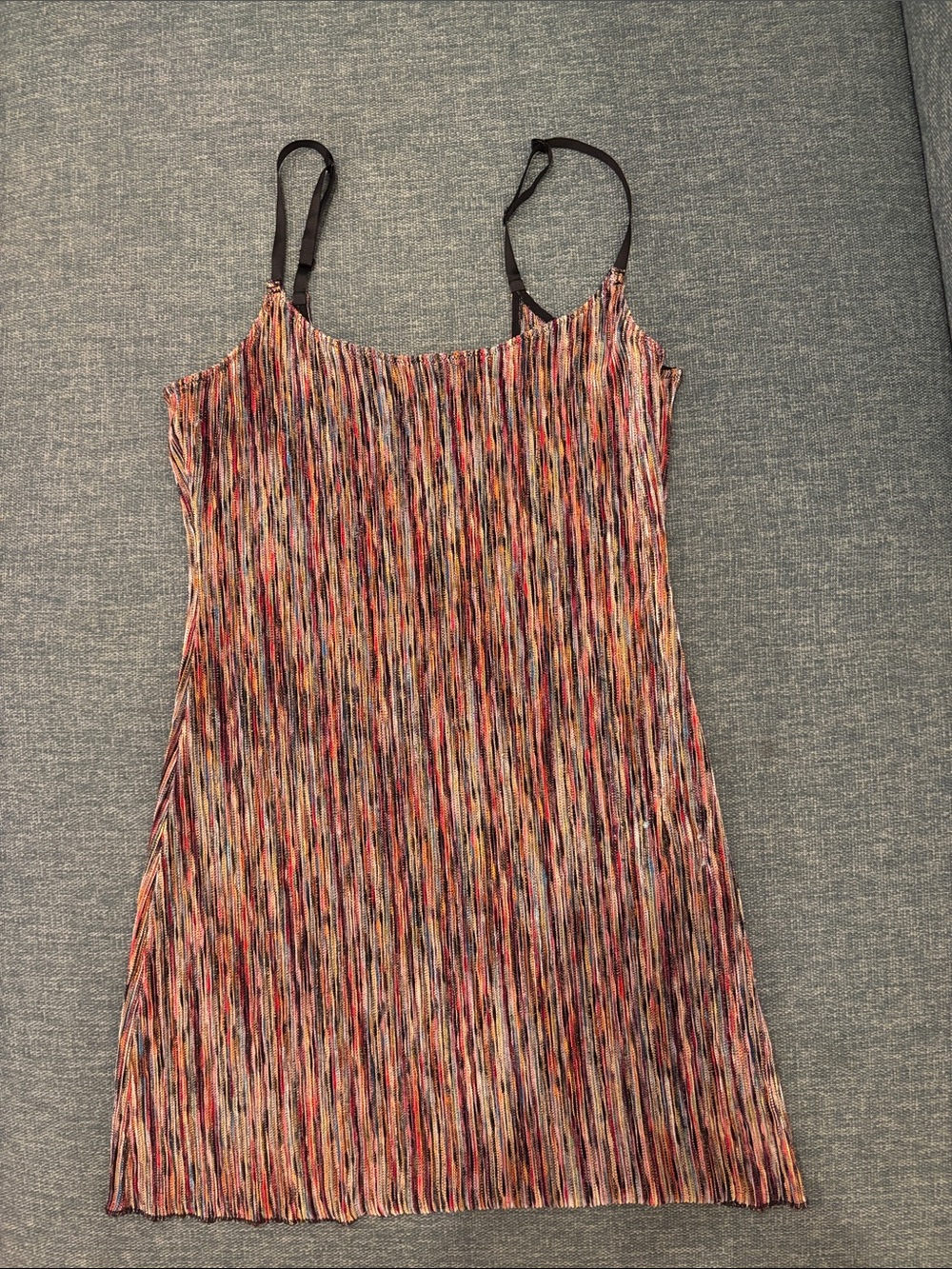 Multicolor Stripe Pleated Slip Dress